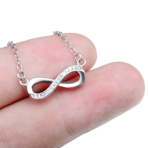 YFN Genuine 925 Sterling Silver Infinity Love Pendants Necklaces Women Jewelry CZ Crystal Bowknot Collares Necklace GNX0060