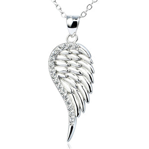 YFN Genuine 925 Sterling Silver Necklace Crystal CZ Angel Wings Pattern Pendants Necklaces Fashion Jewelry For Women GNX0374