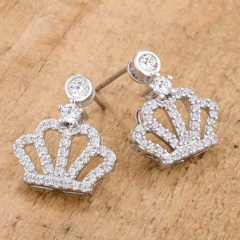 0.5 Ct Rhodium Crown CZ Earrings-JewelryKorner-com