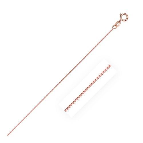 0.6mm 14K Rose Gold Diamond Cut Round Wheat Chain, size 16''-JewelryKorner-com