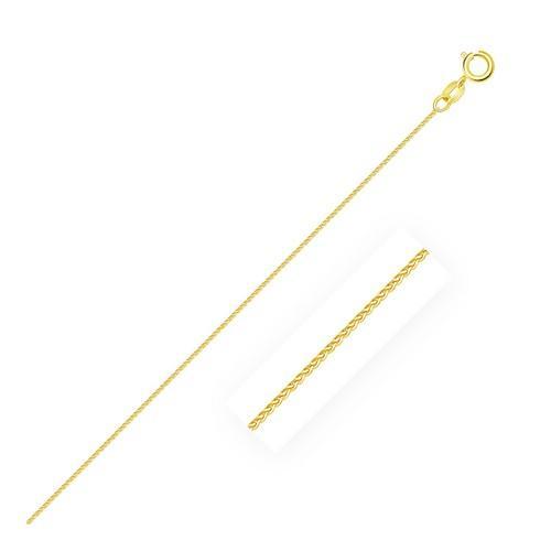 0.6mm 14K Yellow Gold Diamond Cut Round Wheat Chain, size 16''-JewelryKorner-com