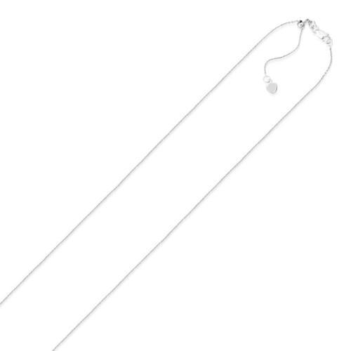 0.90mm 10K White Gold Adjustable Cable Chain, size 22''-JewelryKorner-com