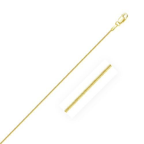 0.9mm 14K Yellow Gold Round Snake Chain, size 20''-JewelryKorner-com