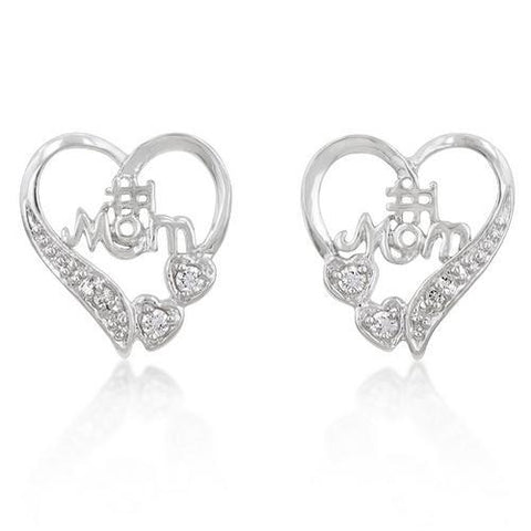 #1 Mom Heart Earrings-JewelryKorner-com