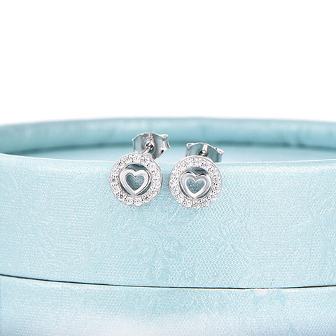 100% 925 Sterling Silver Heart Stud Earring for Women Best Gift for Friends/wife/Girl