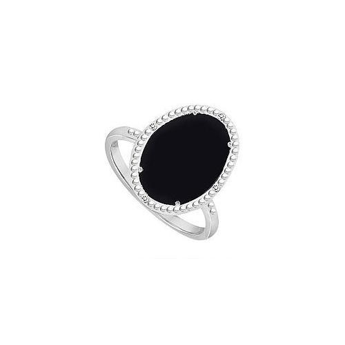 10K White Gold Black Onyx and Diamond Ring 15.08 CT TGW-JewelryKorner-com
