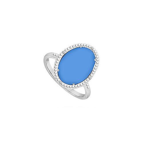 10K White Gold Blue Chalcedony and Diamond Ring 15.08 CT TGW-JewelryKorner-com