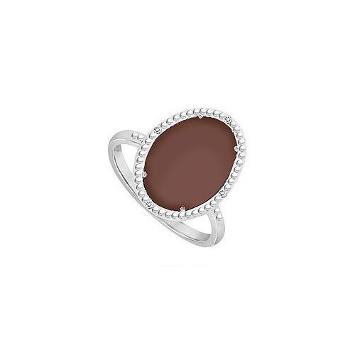 10K White Gold Chocolate Chalcedony and Diamond Ring 15.08 CT TGW-JewelryKorner-com