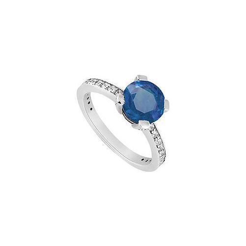 10K White Gold Diffuse Sapphire and Cubic Zirconia Engagement Ring 1.00 CT TGW-JewelryKorner-com