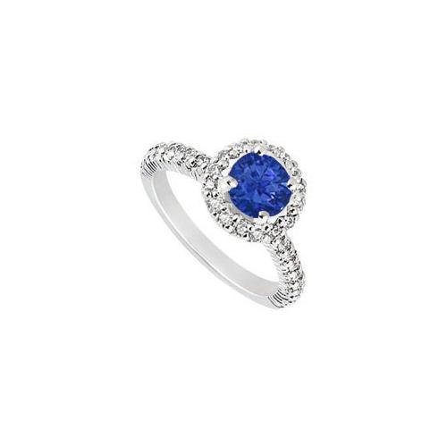 10K White Gold Diffuse Sapphire and Cubic Zirconia Engagement Ring 1.25 CT TGW-JewelryKorner-com