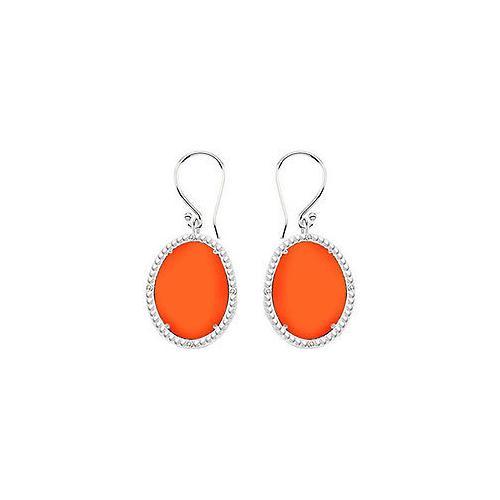 10K White Gold Orange Chalcedony and Diamond Earrings 30.16 CT TGW-JewelryKorner-com