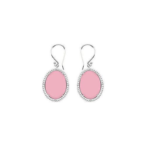 10K White Gold Pink Chalcedony and Diamond Earrings 30.16 CT TGW-JewelryKorner-com