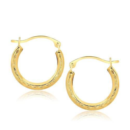 10K Yellow Gold Fancy Hoop Earrings-JewelryKorner-com