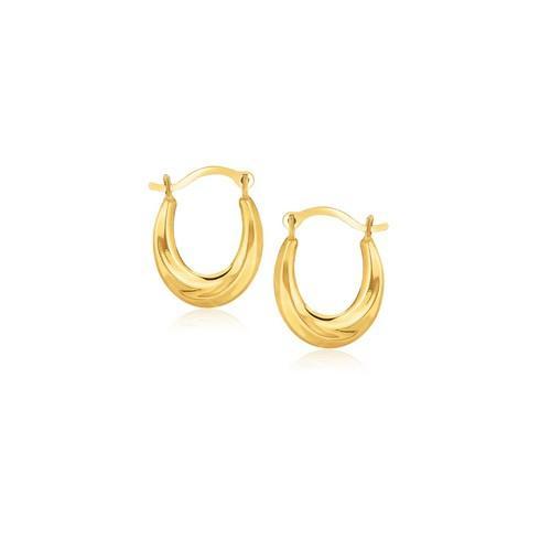 10K Yellow Gold Oval Hoop Earrings-JewelryKorner-com