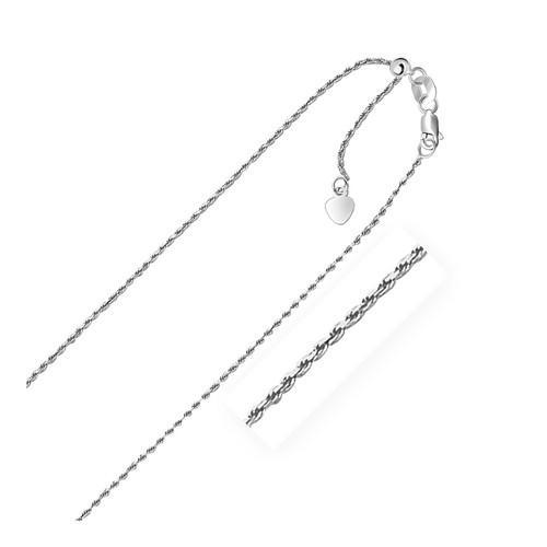 1.0mm 10K White Gold Adjustable Rope Chain, size 22''-JewelryKorner-com
