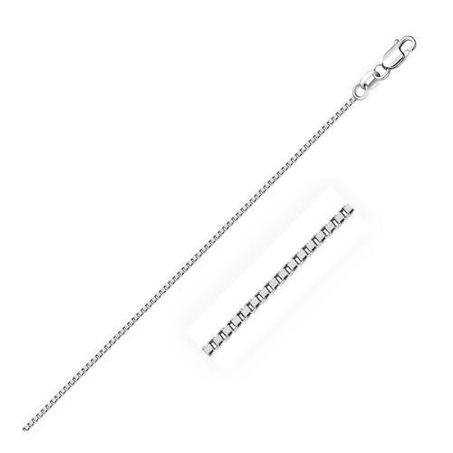 1.0mm 10K White Gold Classic Box Chain, size 24''-JewelryKorner-com