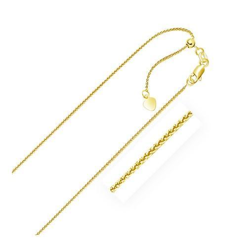 1.0mm 14K Yellow Gold Adjustable Wheat Chain, size 22''-JewelryKorner-com