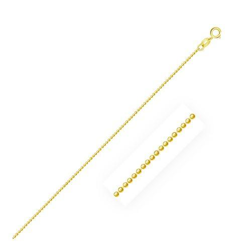 1.0mm 14K Yellow Gold Diamond-Cut Bead Chain, size 16''-JewelryKorner-com