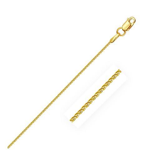 1.0mm 14K Yellow Gold Round Wheat Chain, size 20''-JewelryKorner-com