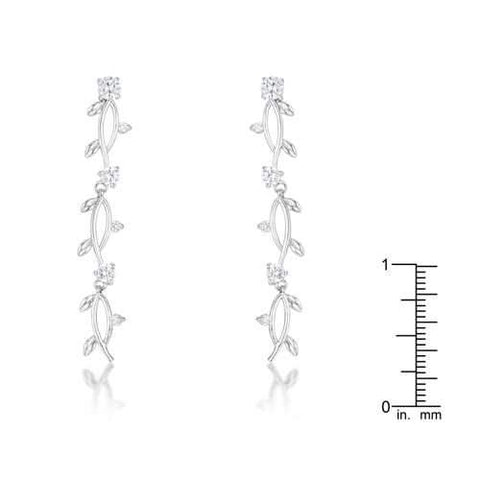 1.1Ct Vine Design Rhodium Earrings-JewelryKorner-com