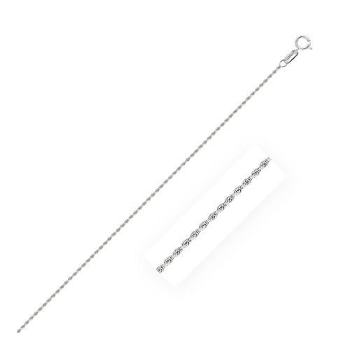 1.25mm 14K White Gold Solid Diamond Cut Rope Chain, size 18''-JewelryKorner-com