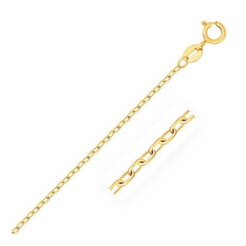 1.3mm 14K Yellow Gold Faceted Cable Link Chain, size 18''-JewelryKorner-com