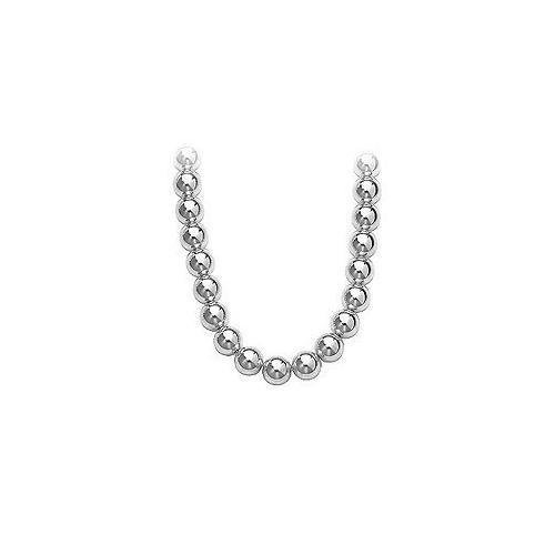 14K White Gold 10mm Bead Necklace-JewelryKorner-com