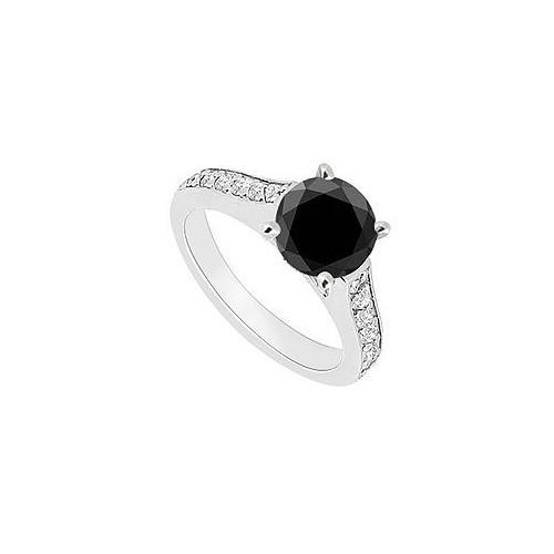 14K White Gold : Black and White Diamond Engagement Ring 0.80 CT TDW-JewelryKorner-com