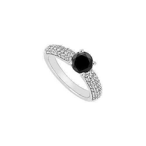 14K White Gold : Black and White Diamond Engagement Ring 1.10 CT TDW-JewelryKorner-com