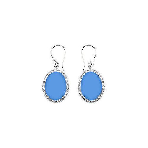 14K White Gold Blue Chalcedony and Diamond Earrings 31.00 CT TGW-JewelryKorner-com