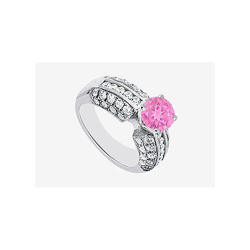 14K White Gold Diamond and Pink Sapphire Engagement Ring 1.80 Carat TGW-JewelryKorner-com