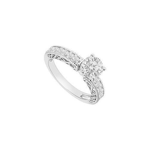 14K White Gold : Diamond Engagement Ring 1.00 CT TDW-JewelryKorner-com