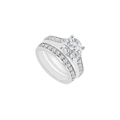 14K White Gold : Diamond Engagement Ring with Wedding Band Set 1.10 CT TDW-JewelryKorner-com