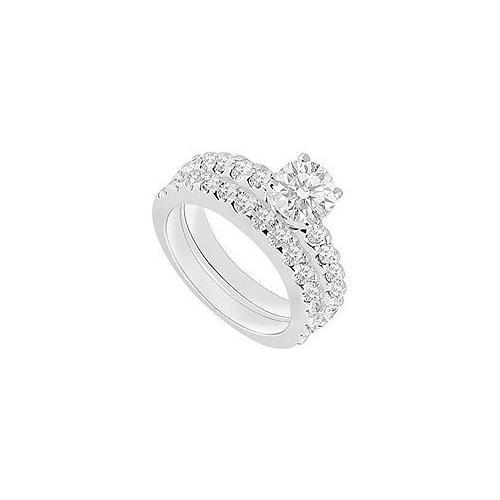 14K White Gold : Diamond Engagement Ring with Wedding Band Set 1.50 CT TDW-JewelryKorner-com