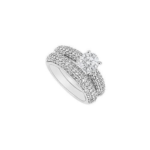 14K White Gold : Diamond Engagement Ring with Wedding Band Set 1.80 CT TDW-JewelryKorner-com