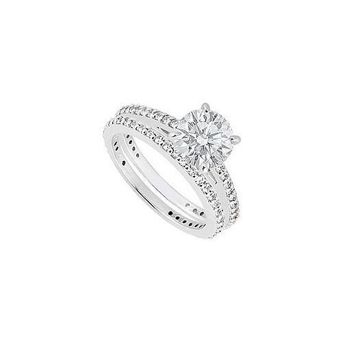 14K White Gold Diamond Engagement Ring with Wedding Band Sets 1.25 CT TDW-JewelryKorner-com