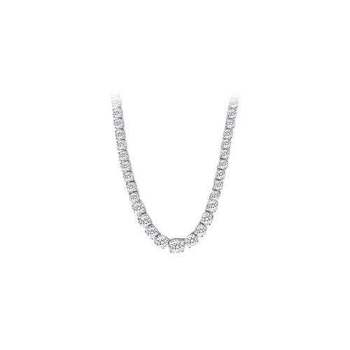 14K White Gold Diamond Eternity Necklace 17.00 CT TDW-JewelryKorner-com