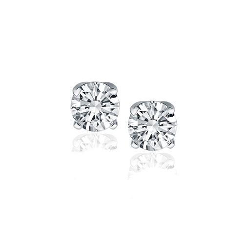 14K White Gold Diamond Four Prong Stud Earrings (1 c.t. tw.)-JewelryKorner-com