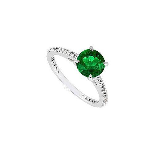 14K White Gold Emerald & Diamond Engagement Ring 0.85 CT TGW-JewelryKorner-com