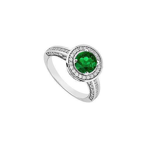 14K White Gold Emerald & Diamond Engagement Ring 1.25 CT TGW-JewelryKorner-com