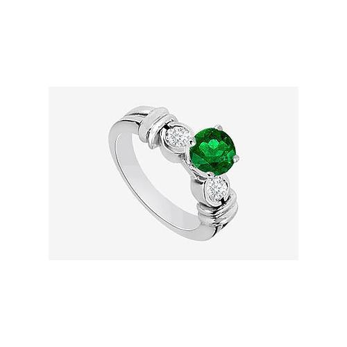 14K White Gold Engagement Ring in Diamond and Natural Emerald 0.80 Carat TGW-JewelryKorner-com