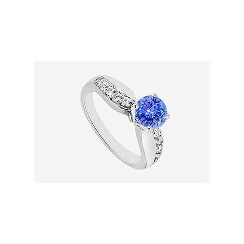 14K White Gold Engagement Ring Natural Tanzanite and side Diamond with 0.75 Carat TGW-JewelryKorner-com