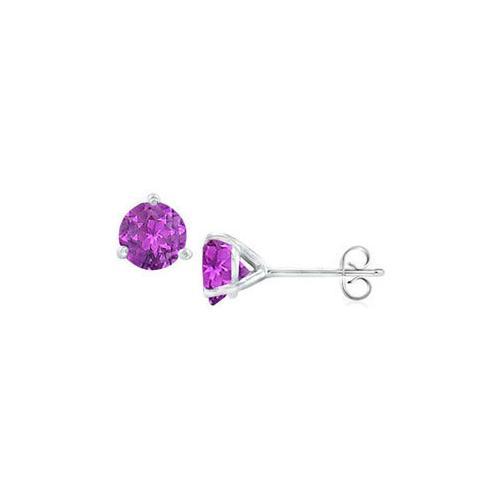 14K White Gold Martini Style Amethyst Stud Earrings with 1.00 CT TGW-JewelryKorner-com