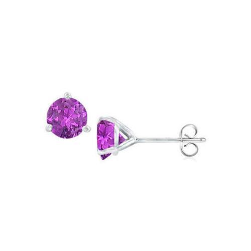 14K White Gold Martini Style Amethyst Stud Earrings with 2.00 CT TGW-JewelryKorner-com