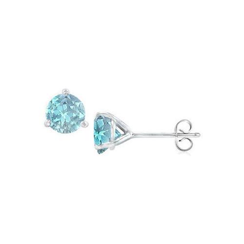 14K White Gold Martini Style Aquamarine Stud Earring with 2.00 CT TGW-JewelryKorner-com