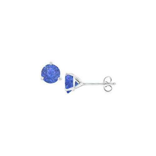 14K White Gold Martini Style Blue Sapphire Stud Earrings with 0.50 CT TGW-JewelryKorner-com