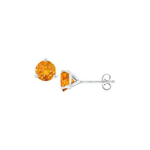 14K White Gold Martini Style Citrine Stud Earrings with 1.00 CT TGW-JewelryKorner-com