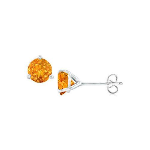 14K White Gold Martini Style Citrine Stud Earrings with 2.00 CT TGW-JewelryKorner-com