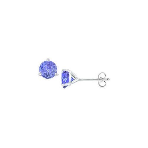 14K White Gold Martini Style Created Tanzanite Stud Earrings with 0.50 CT TGW-JewelryKorner-com