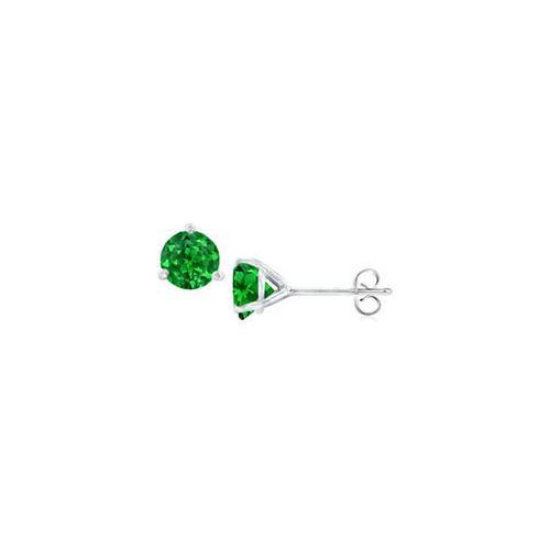 14K White Gold Martini Style Emerald Stud Earrings with 0.25 CT TGW-JewelryKorner-com